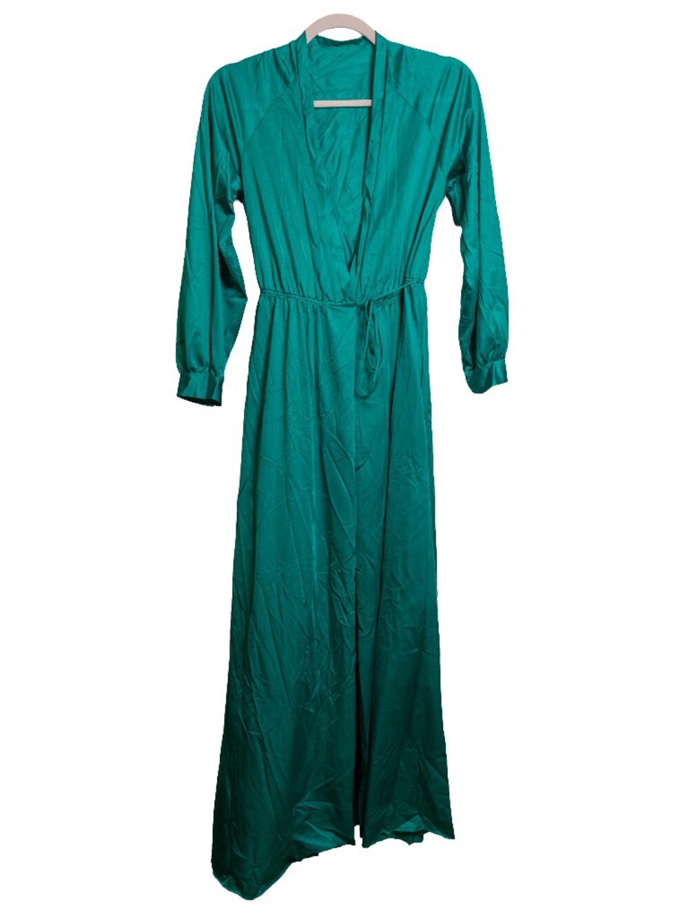 Vintage Tom Bezduda Barad & Co Teal Maxi Satin Robe - Petite One Size